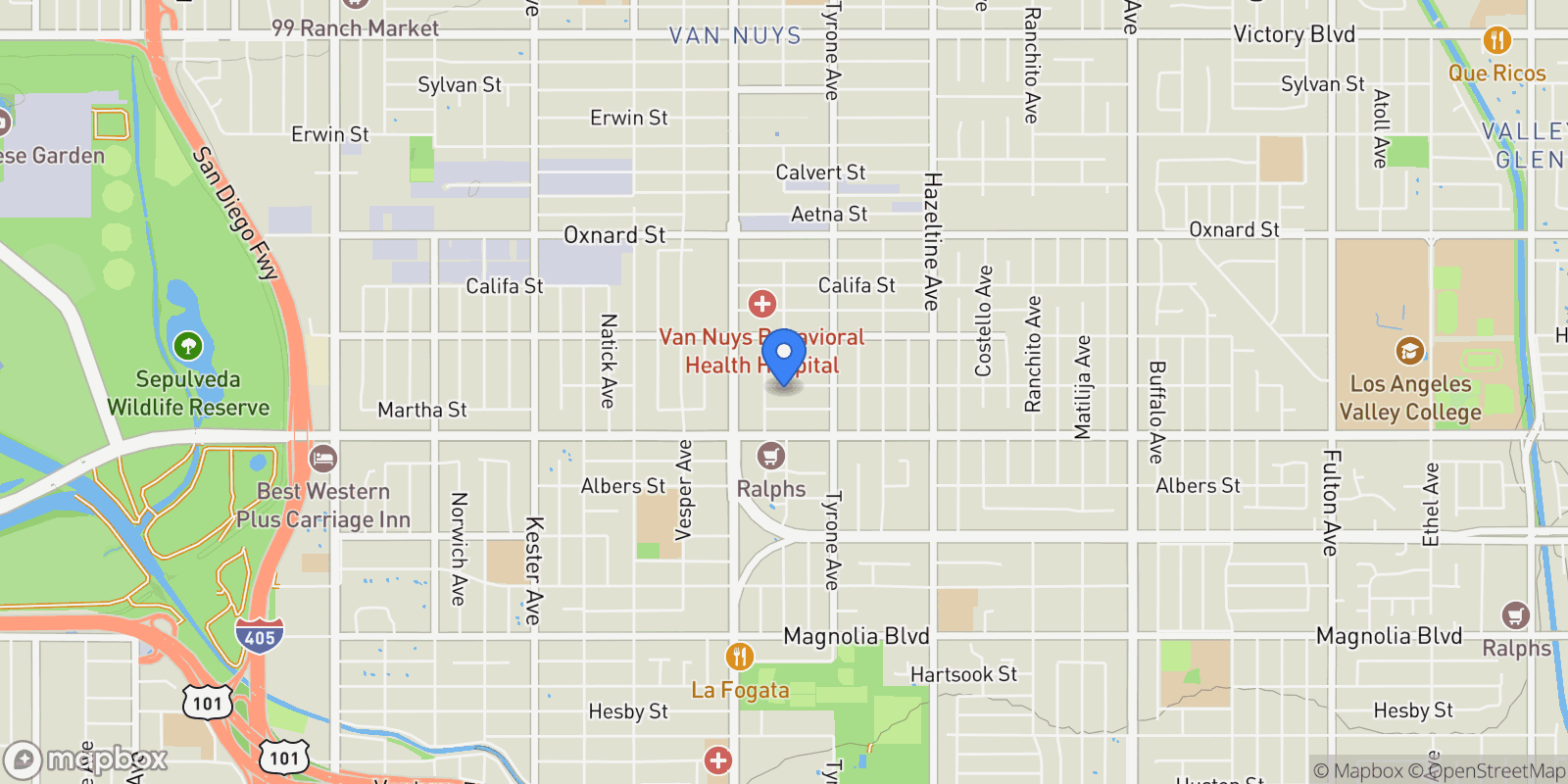 Map showing 14362 Collins Street , Van Nuys, CA 91401, Los Angeles, California, United States.