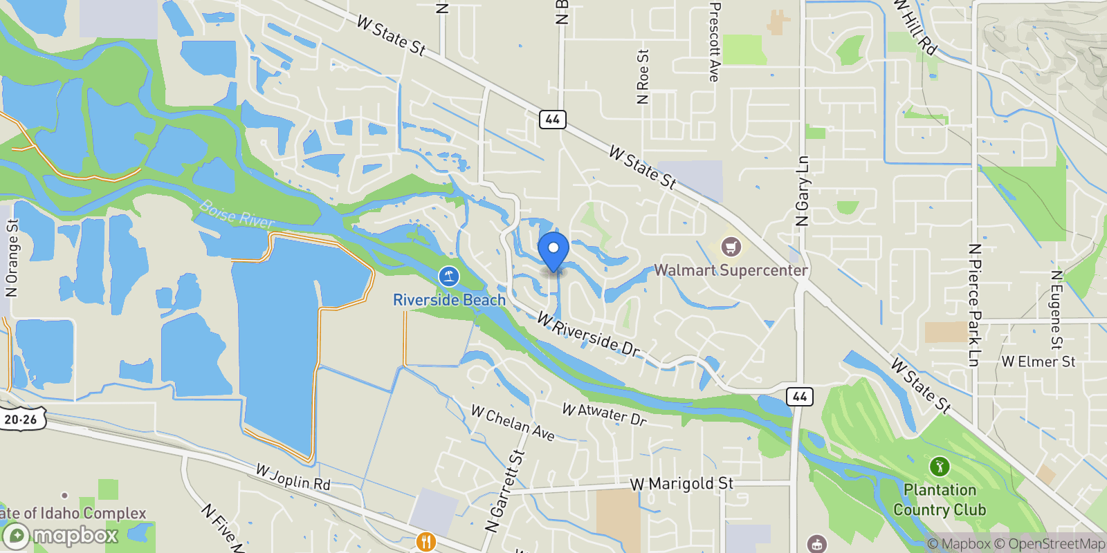 Map showing 5130 N Lakemont Ln, Garden City, ID 83714, Boise, Idaho, United States.