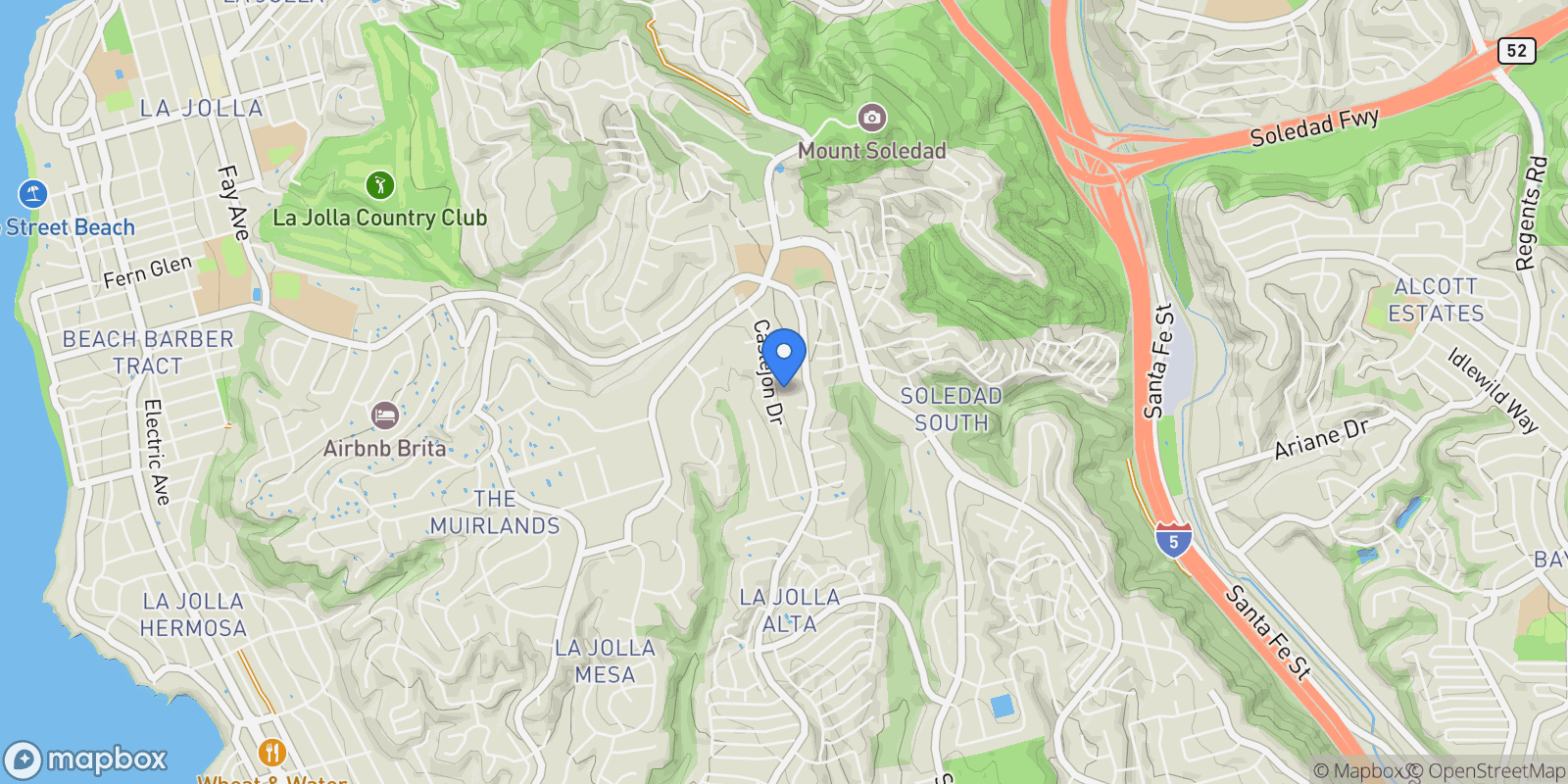 Map showing 6301 Castejon Drive , San Diego, CA 92037, San Diego, California, United States.