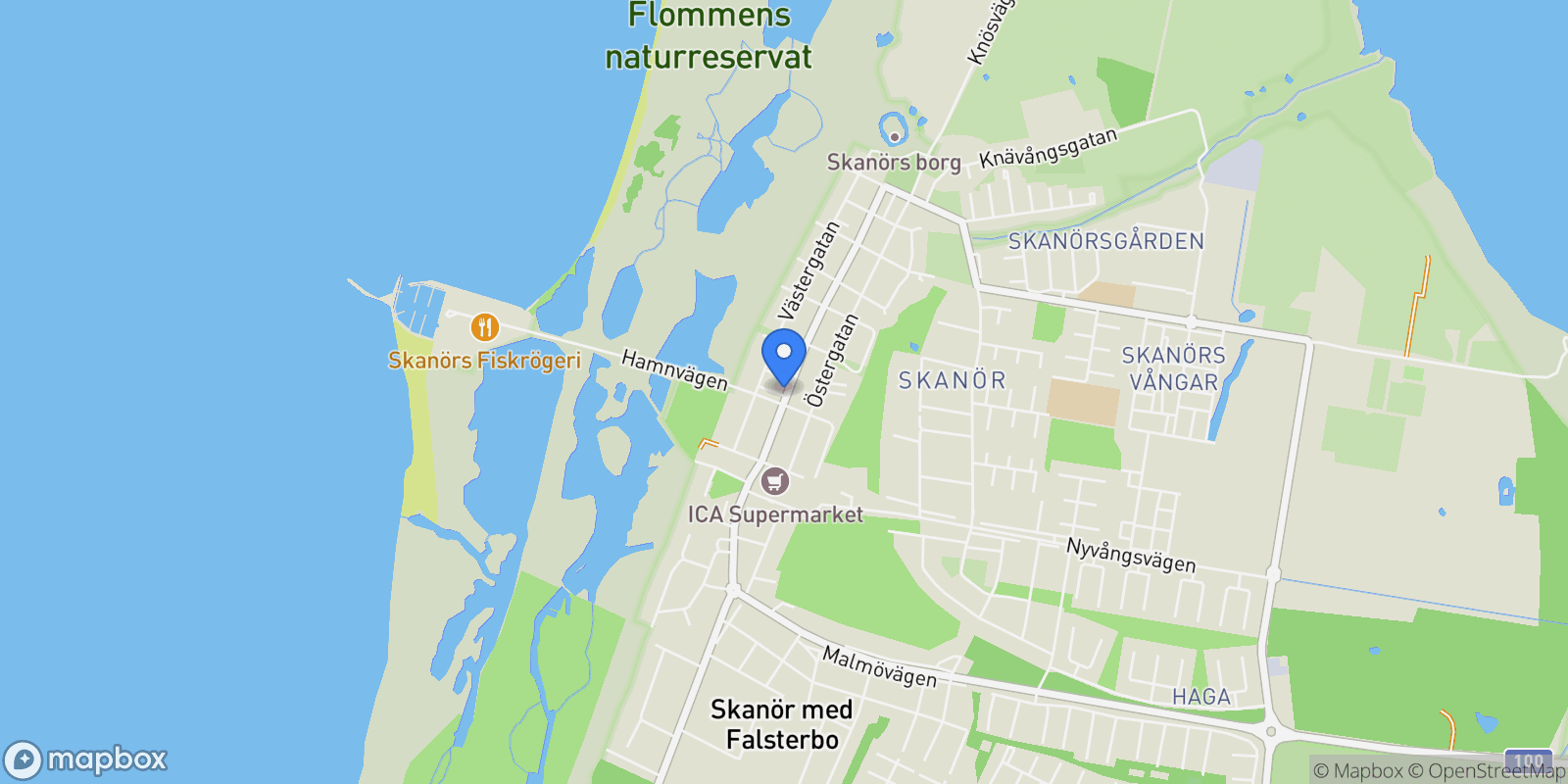 Map showing Mellangatan 51, Skanör, M 23930, Skanör, Skåne County, Sweden.