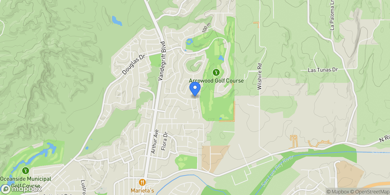 Map showing 1247 Bellingham Drive , Oceanside, CA 92057, Oceanside, California, United States.