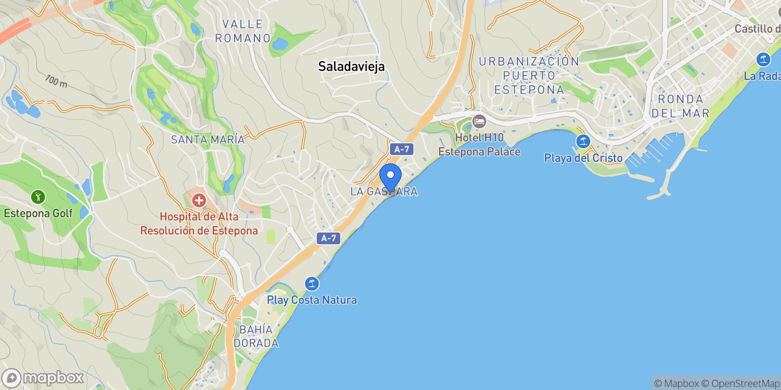 Map showing Arroyo de enmedio, Estepona, Málaga, Estepona, Estepona, Andalusia, Spain.