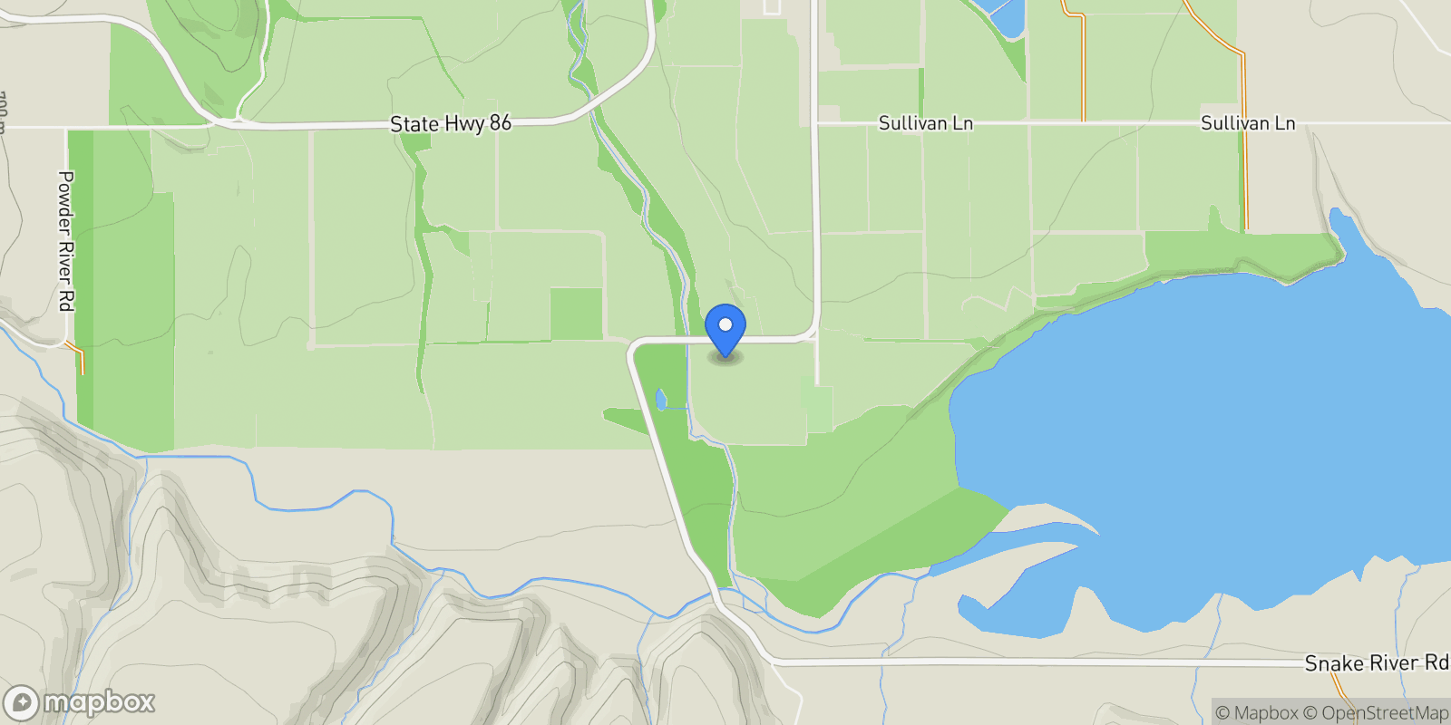 Map showing 46131 SNAKE RIVER RD, Richland, OR 97870, Richland, Oregon, United States.