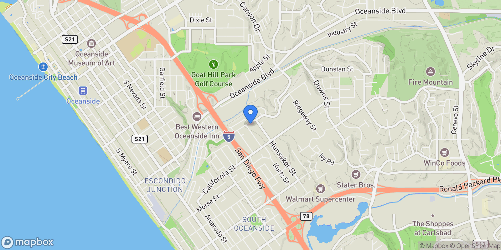 Map showing 1711 Grandview Street , Oceanside, CA 92054, Oceanside, California, United States.