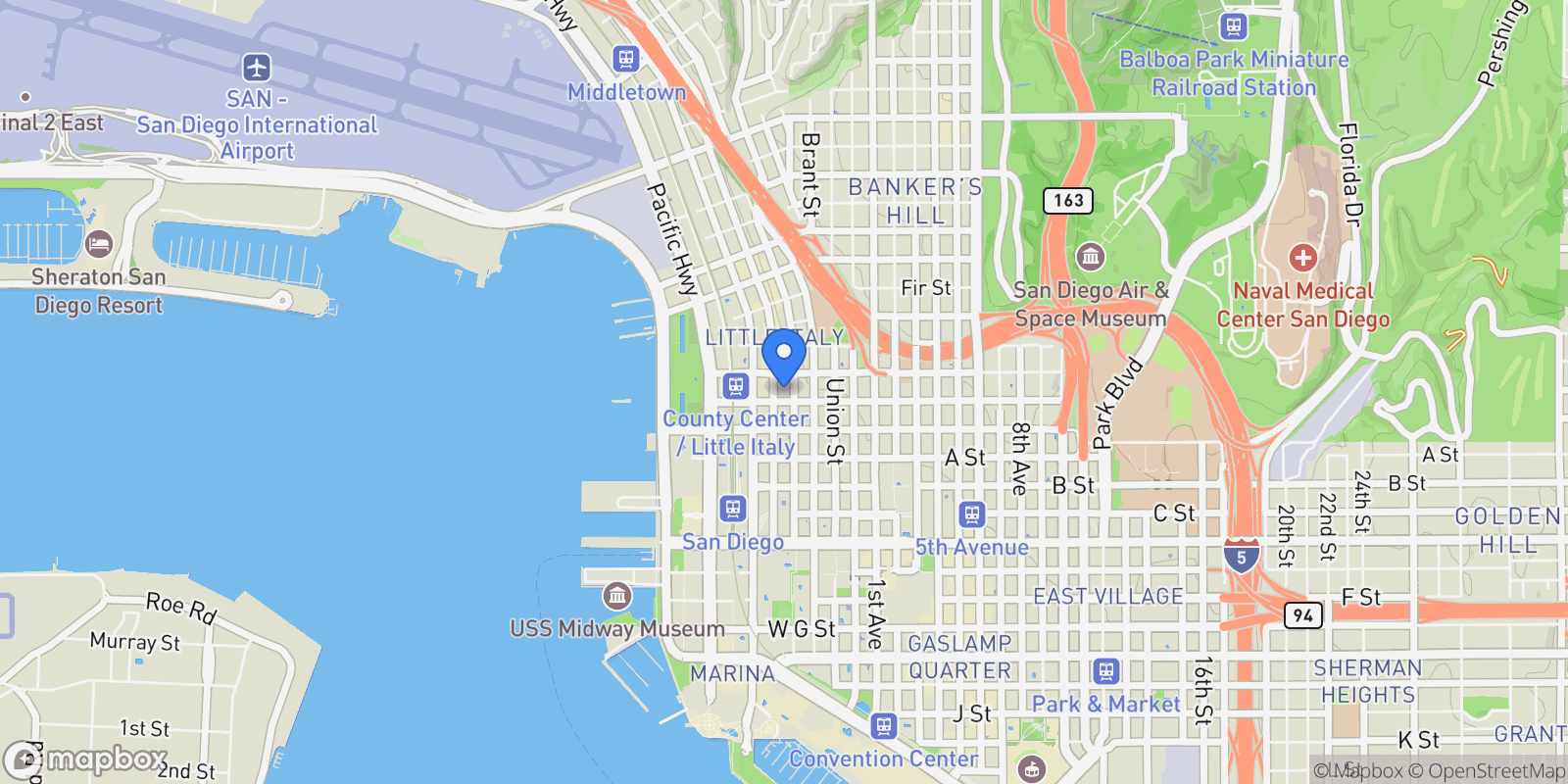 Map showing 1501 India Street 205 , San Diego, CA 92101, San Diego, California, United States.