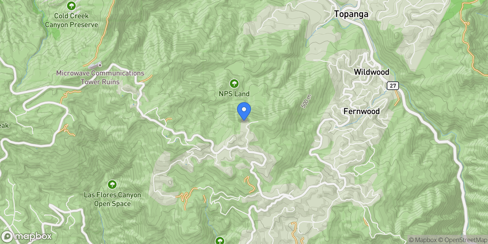 Map showing 21965 Saddle Peak Rd, Topanga, CA 90290, Topanga, California, United States.
