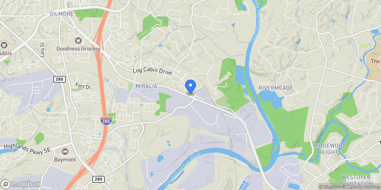 Map showing Atlanta, Georgia, United States.