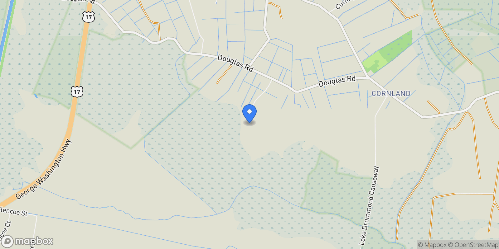 Map showing 2532 Wild Horse Ridge, Chesapeake, VA 23322, Chesapeake, Virginia, United States.