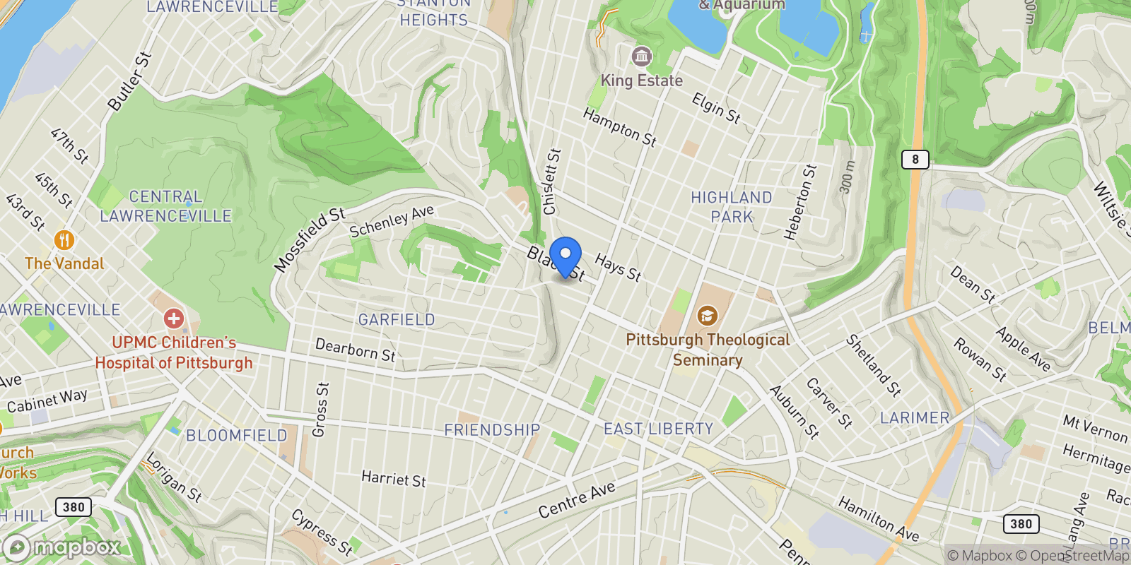 Map showing 5531 Columbo Street , Pittsburgh, PA 15206, Pittsburgh, Pennsylvania, United States.