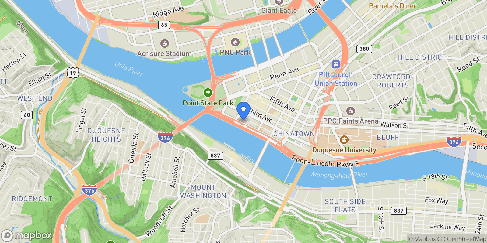 Map showing 151 Fort Pitt Boulevard 501 , Pittsburgh, PA 15222, Pittsburgh, Pennsylvania, United States.