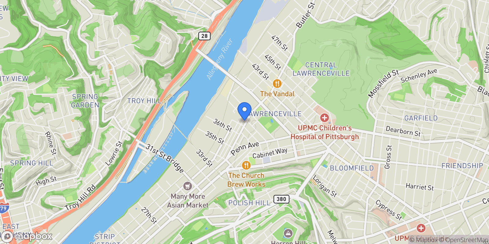 Map showing 3725 Butler Street #209 , Pittsburgh, PA 15201, Pittsburgh, Pennsylvania, United States.