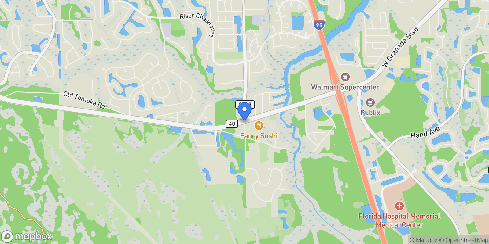 Map showing 0 SR 40, FL 32174, Ormond Beach, Florida, United States.