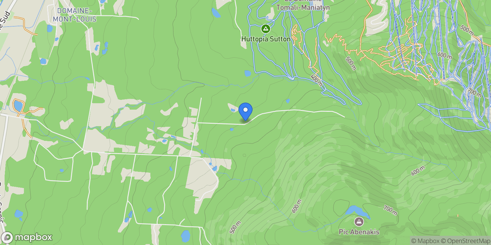 Map showing 600 Ch. Schweizer, Sutton, Quebec, Canada.