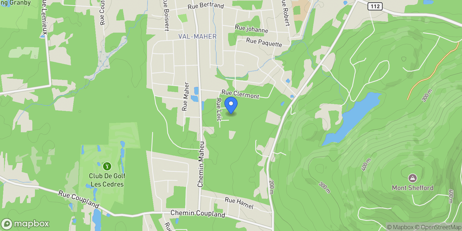 Map showing 15 Rue Leandre, Shefford, Quebec, Quebec, Canada.