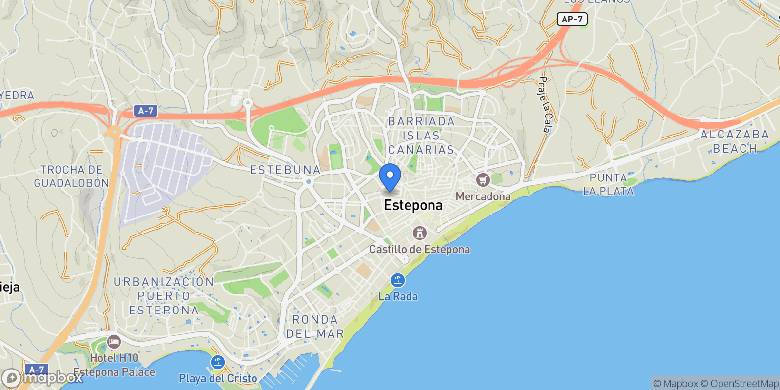 Map showing Las mesas, Estepona, Málaga, Estepona, Estepona, Andalusia, Spain.