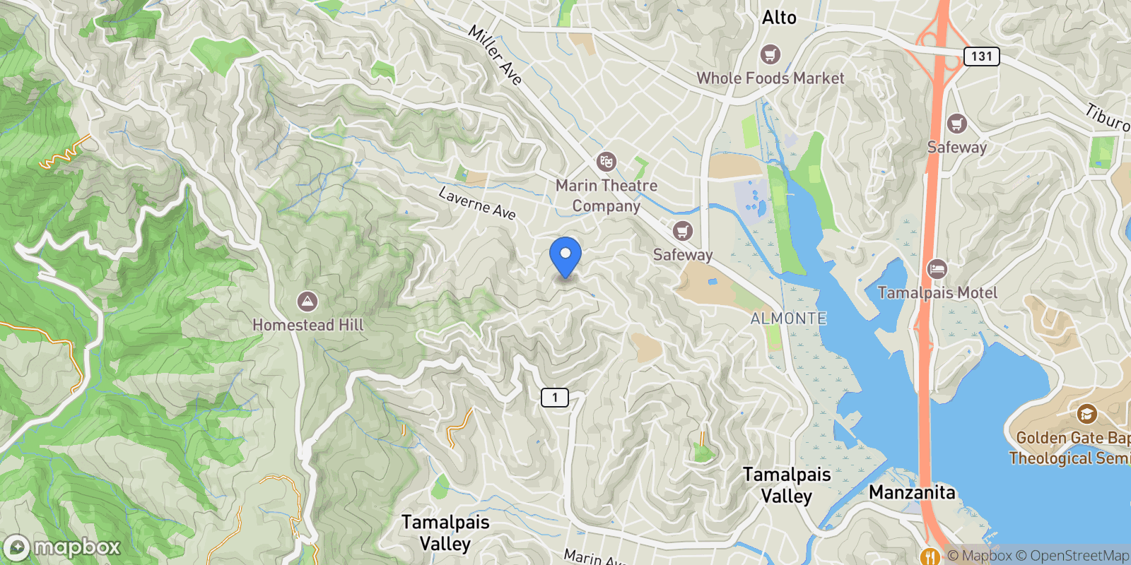 Map showing 157 Homestead Boulevard , Mill Valley, CA 94941, Mill Valley, California, United States.