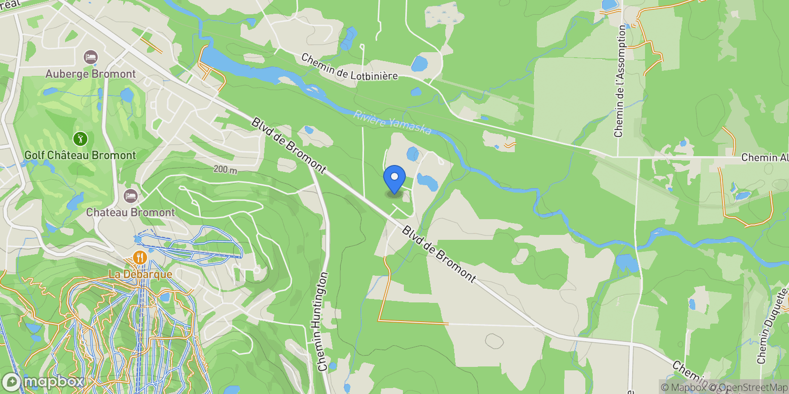 Map showing 50 Rue de la Colline, Bromont, Quebec, Canada.