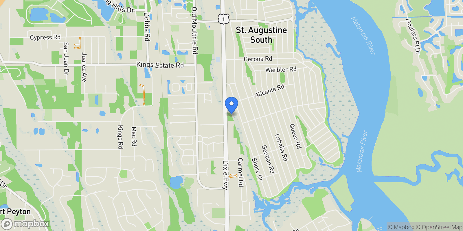 Map showing 2940 US 1 South, St Augustine, FL 32086, St. Augustine, Florida, United States.