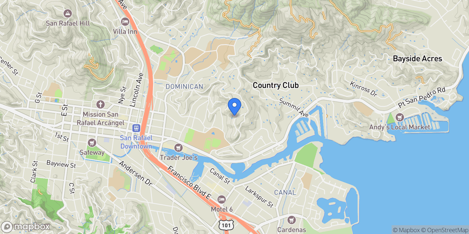 Map showing 35 West Seaview Avenue , San Rafael, CA 94901, San Rafael, CA, United States.