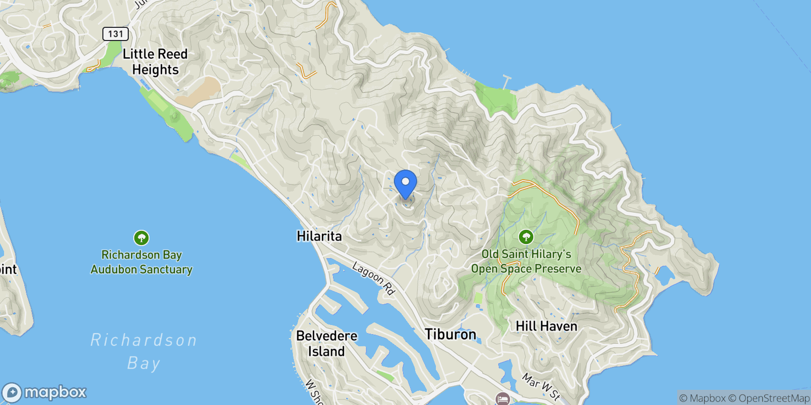 Map showing 1 Tara View Road , Tiburon, CA 94920, Tiburon, California, United States.