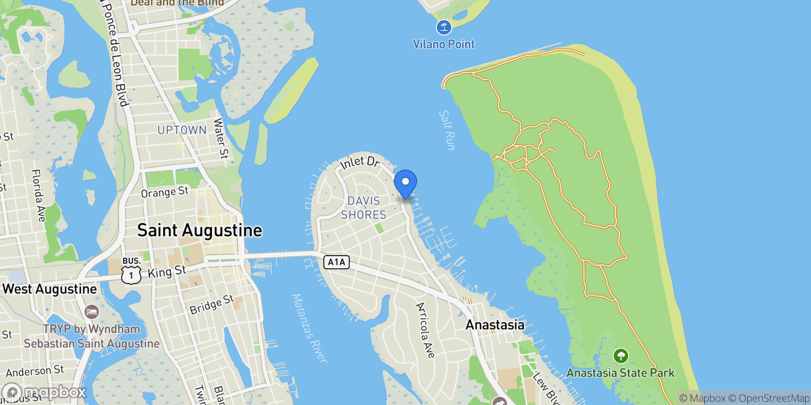 Map showing 115 Inlet Drive, St Augustine, FL 32080, St. Augustine, Florida, United States.