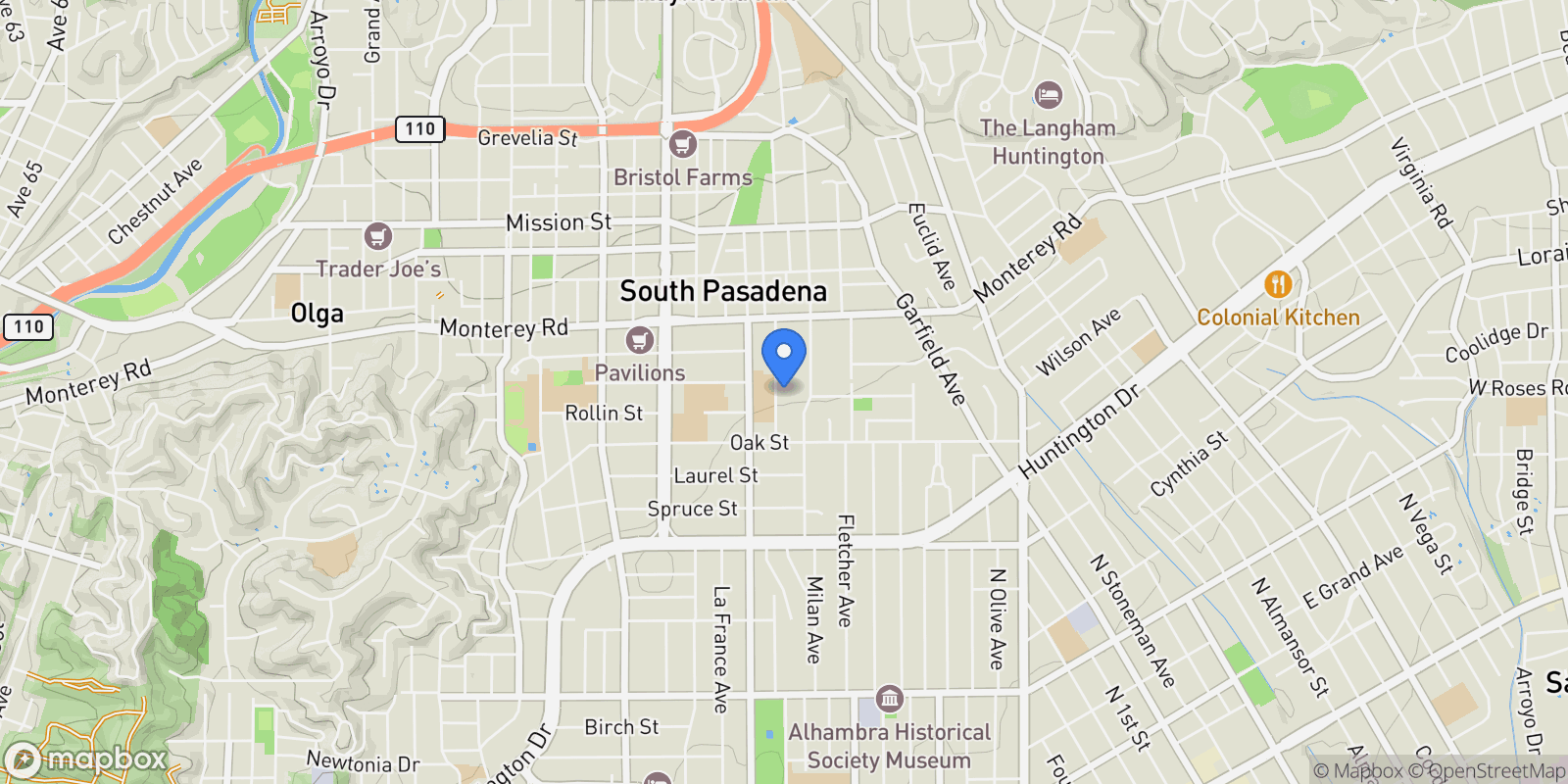 Map showing 1406 Stratford, South Pasadena, California, United States.