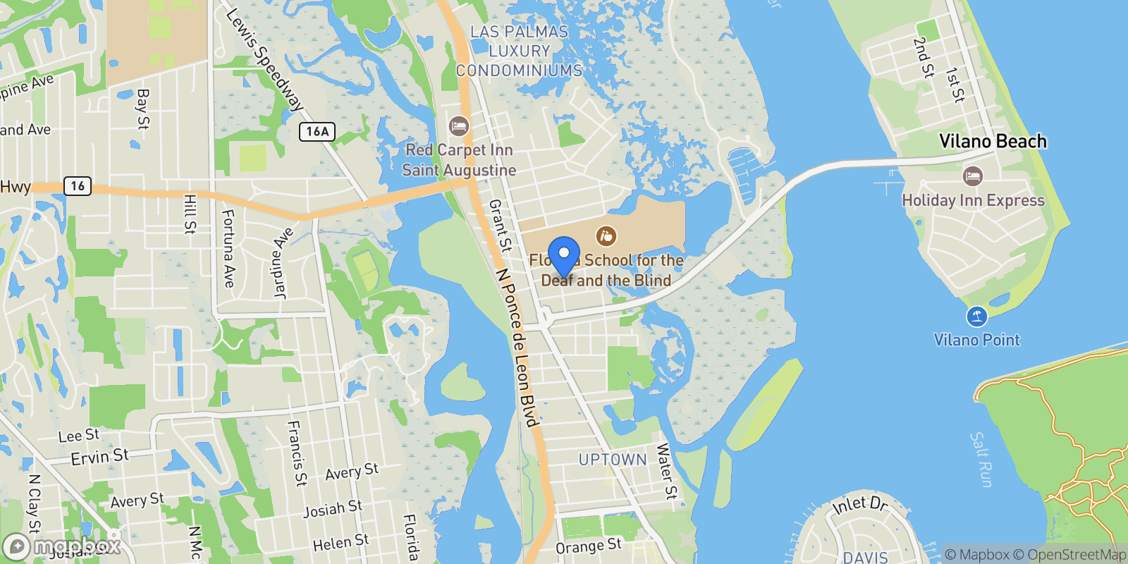 Map showing 13 Douglas Ave, St Augustine, FL 32084, St. Augustine, Florida, United States.
