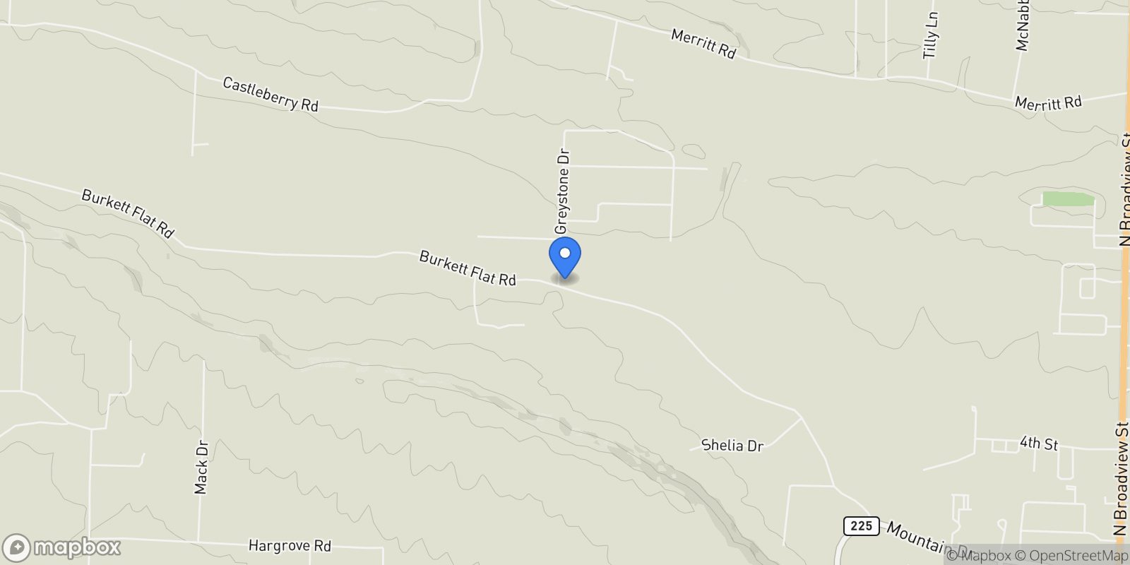Map showing 0000 Burkett Flat Road, Greenbrier, AR 72058, Greenbrier, Arkansas, United States.