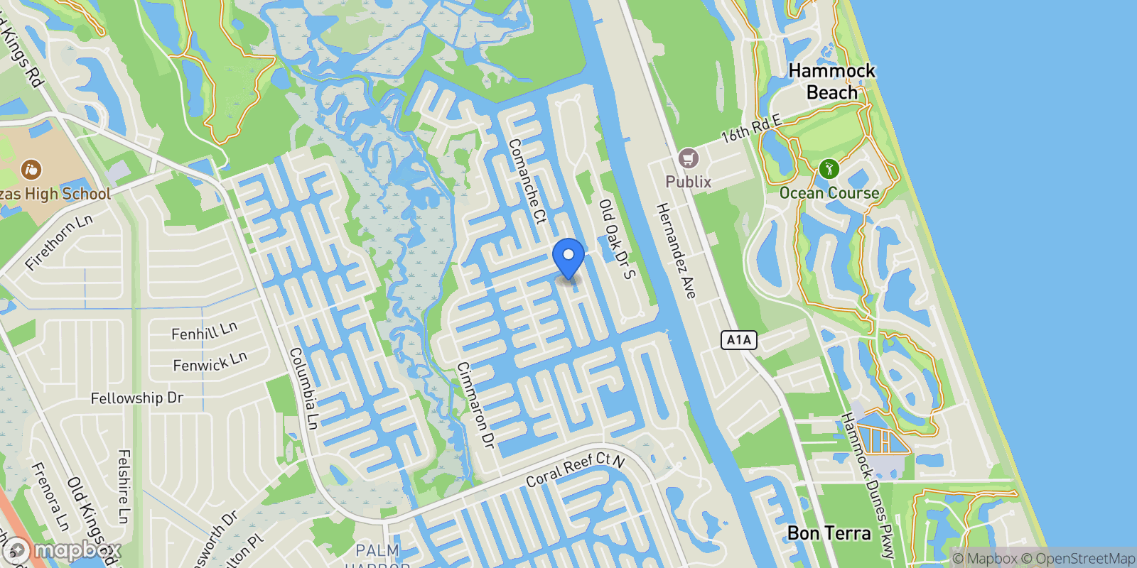 Map showing 30 CLERMONT COURT, PALM COAST, FL 32137, Palm Coast, Florida, United States.