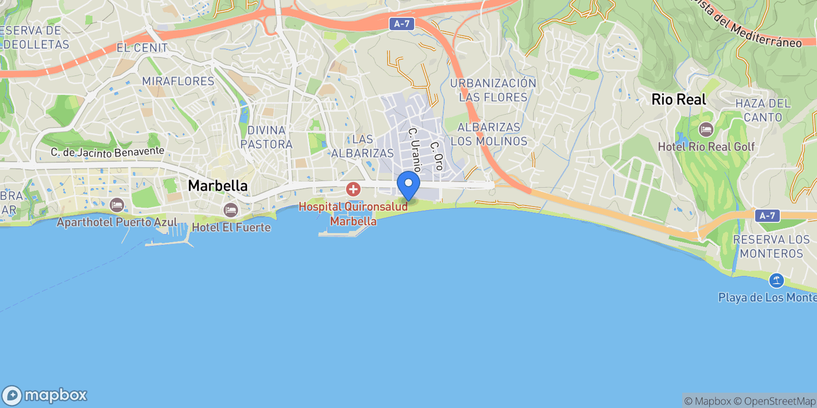 Map showing Marbella, Málaga, Marbella, Marbella, Andalusia, Spain.