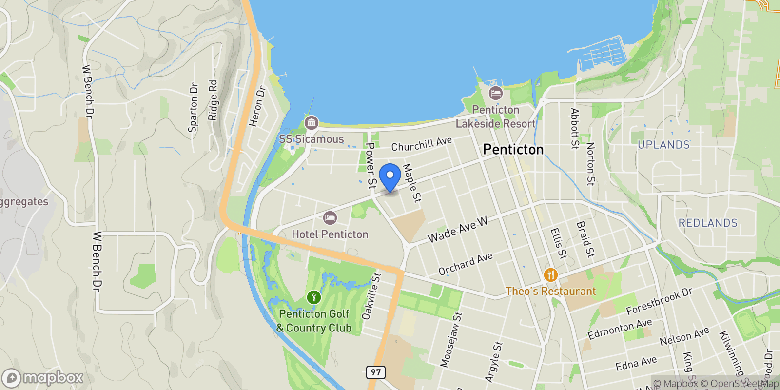 Map showing 745 Westminster Avenue E, Penticton, British Columbia, Canada.