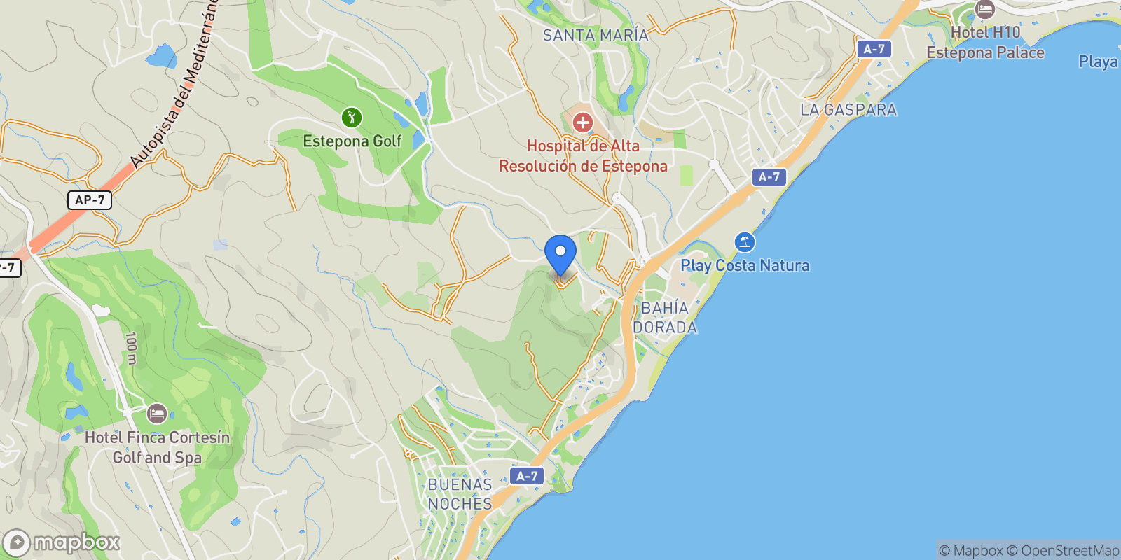 Map showing Arroyo de enmedio, Estepona, Málaga, Estepona, Estepona, Andalusia, Spain.