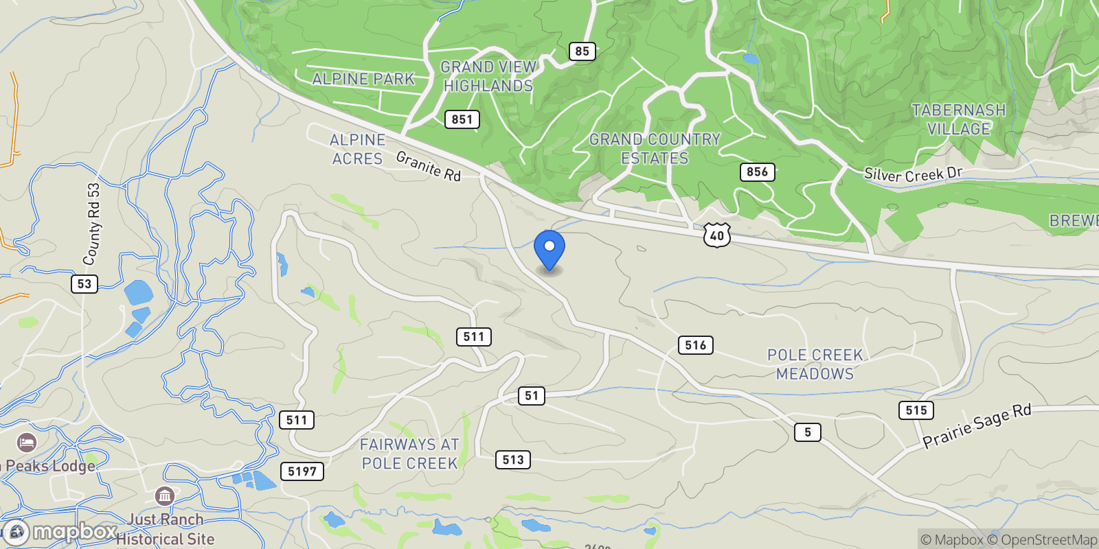 Map showing 5950 GCR 5, Tabernash, CO 80478, Granby, Colorado, United States.