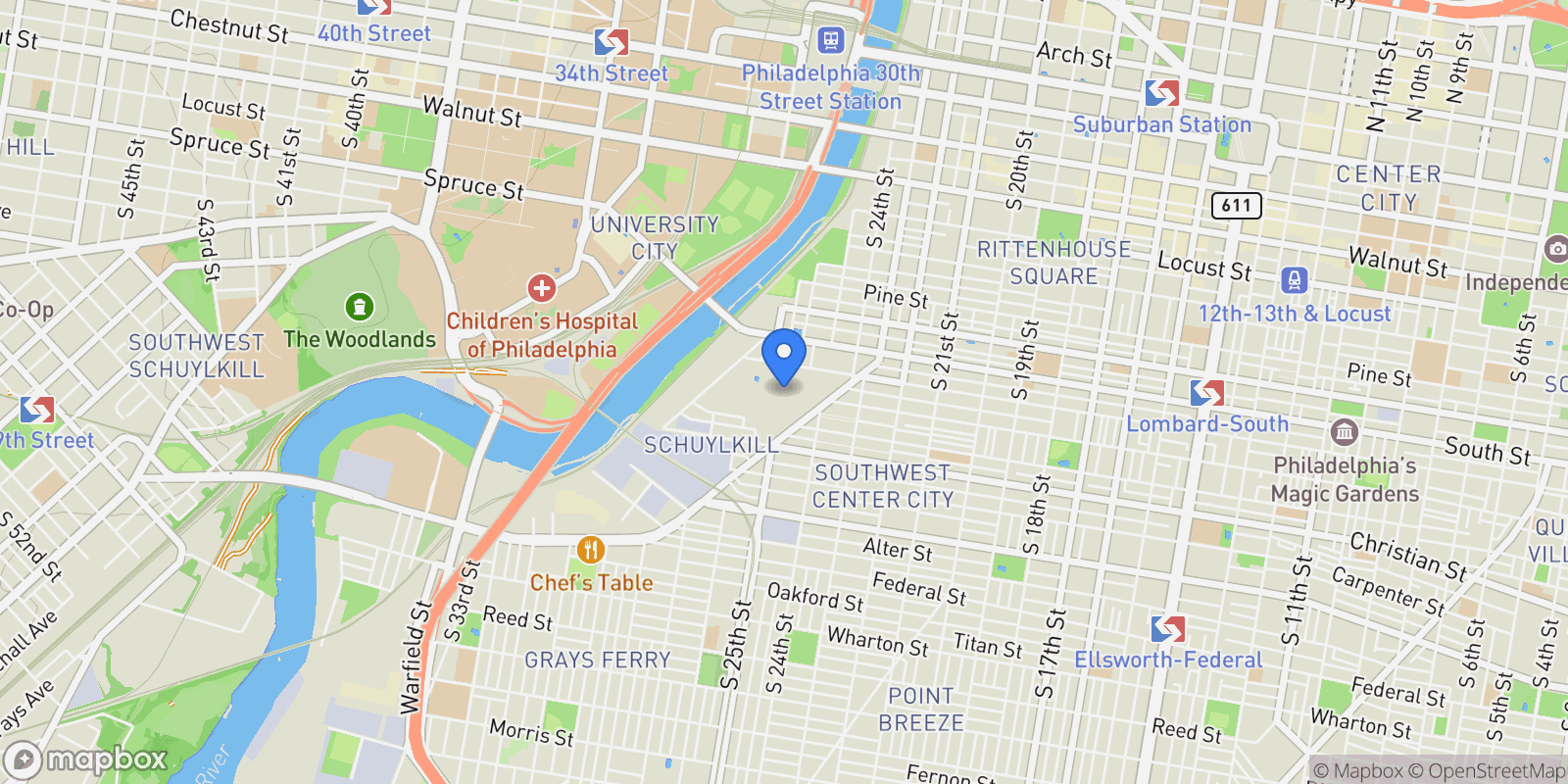 Map showing 610 Captains Way, Philadelphia, Pennsylvania, United States.