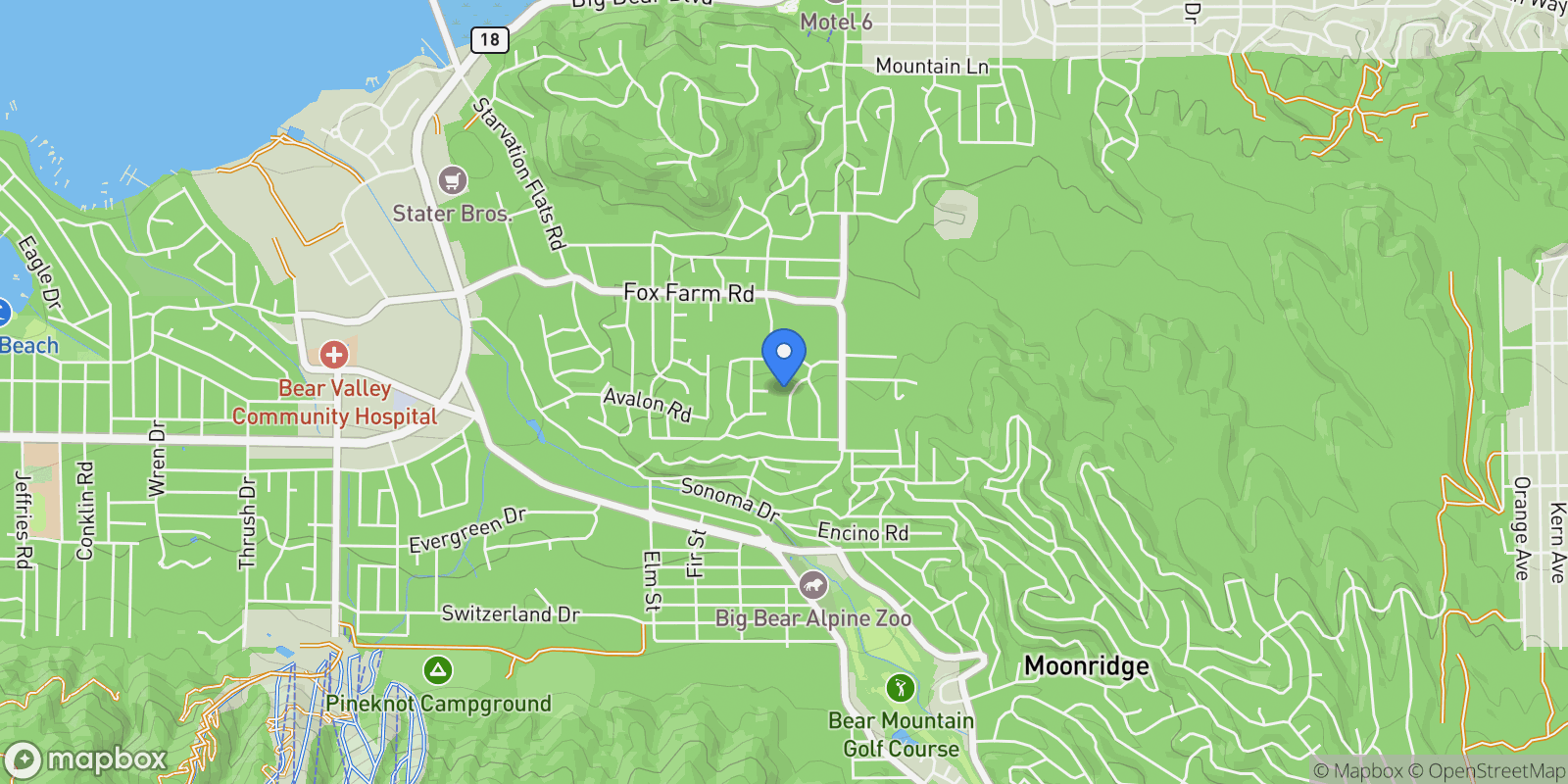 Map showing 879 Waldstrasse Way, Big Bear Lake, CA 92315, Big Bear Lake, California, United States.