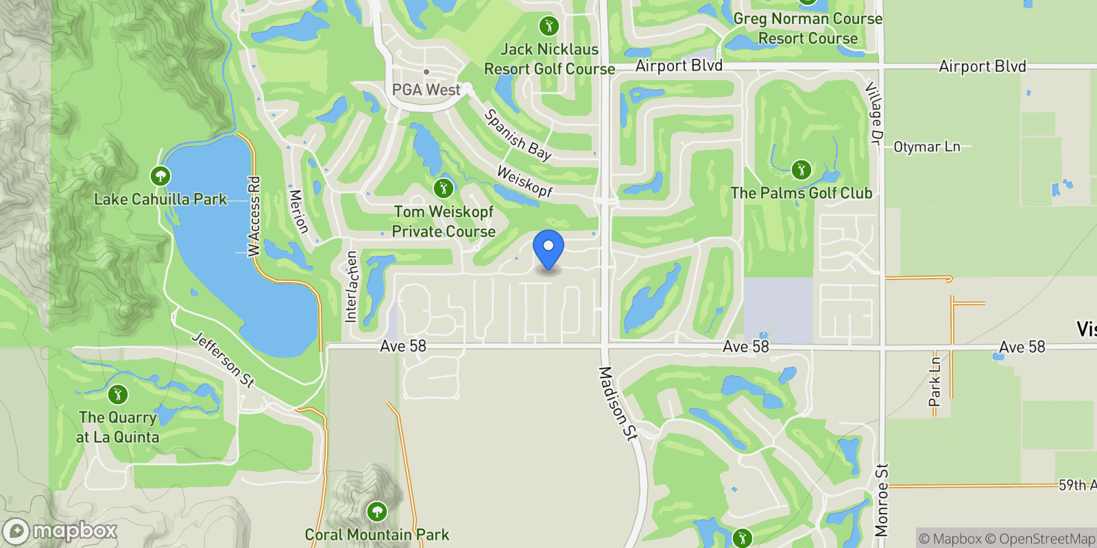 Map showing 80801 Calle Azul , La Quinta, CA 92253, La Quinta, California, United States.