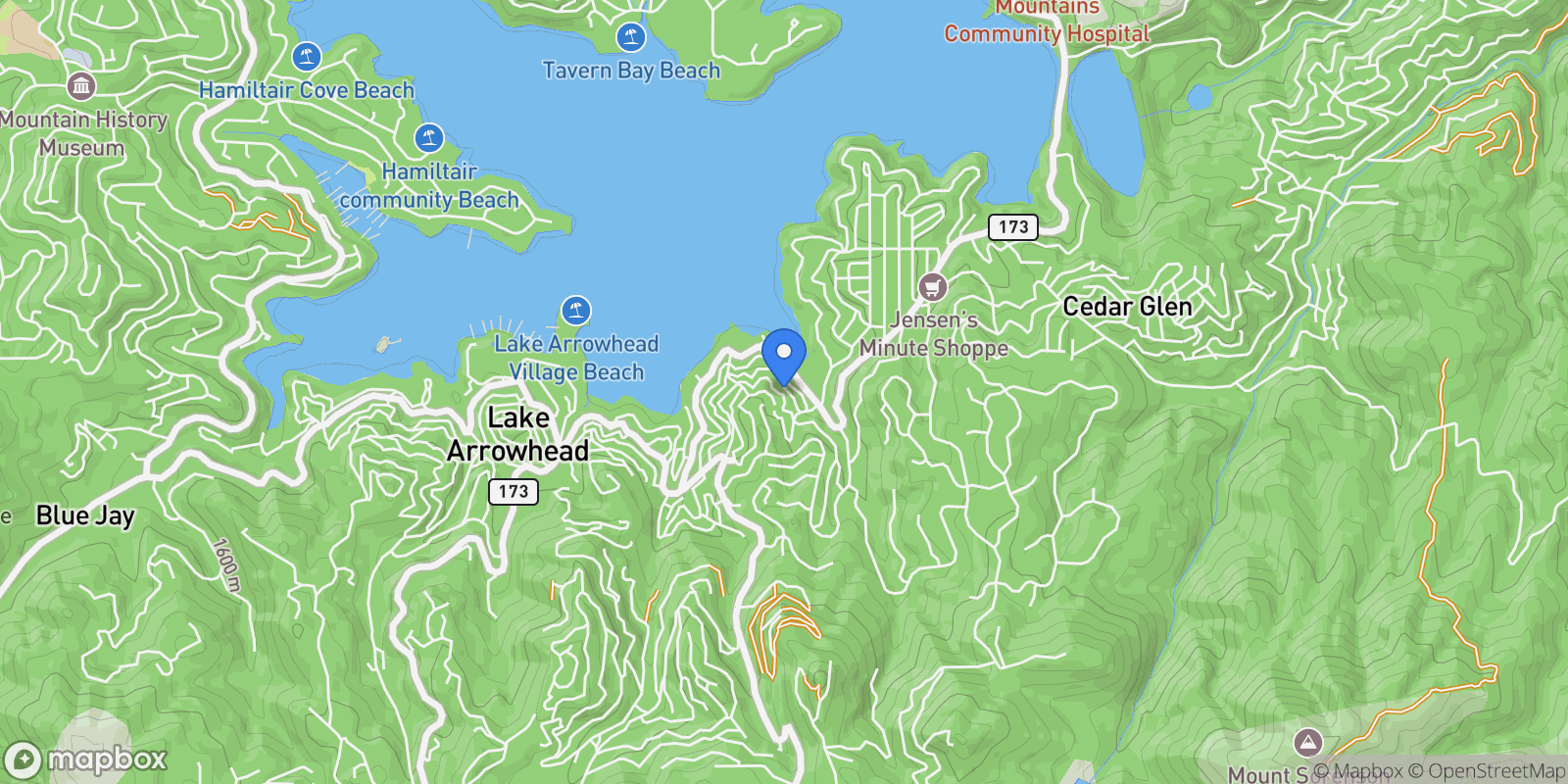 Map showing 124 C Lane , Lake Arrowhead, CA 92352, Lake Arrowhead, California, United States.