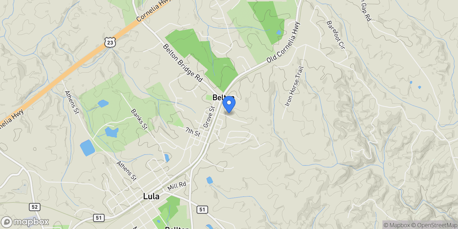 Map showing Lula, Georgia, United States.