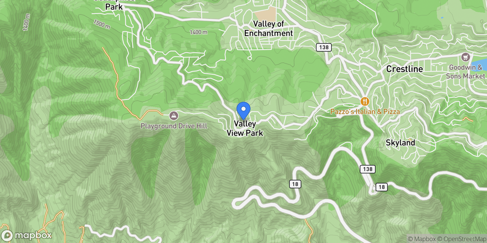 Map showing 969 Oak Drive , Crestline, CA 92325, Twin Peaks, California, United States.
