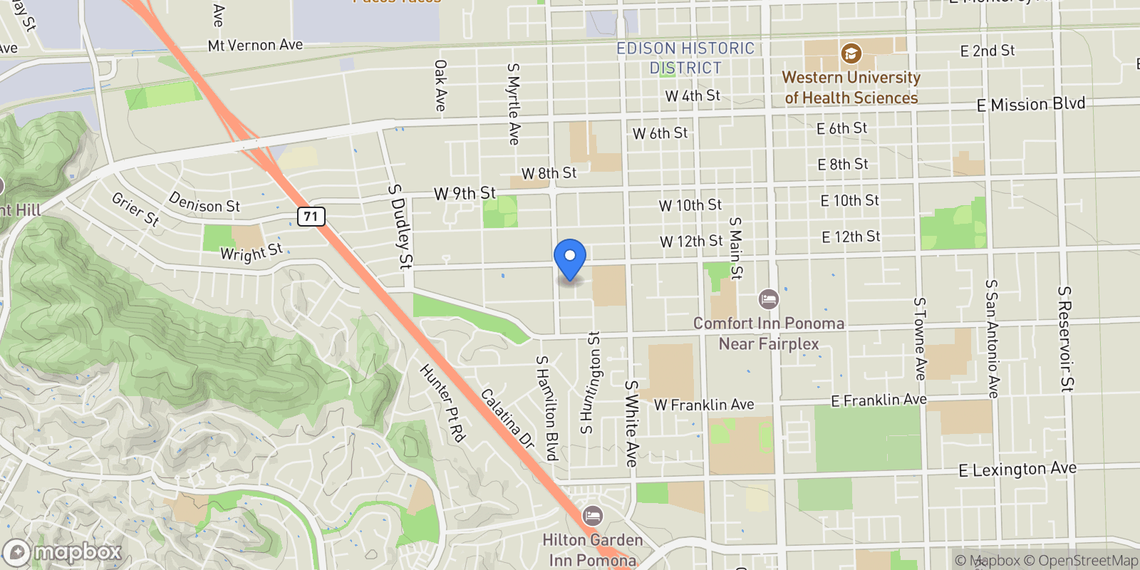 Map showing 1031 Friar Lane, Pomona, California, United States.