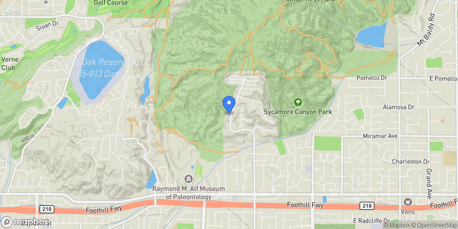 Map showing 2637 N Mountain Avenue, Claremont, California, United States.