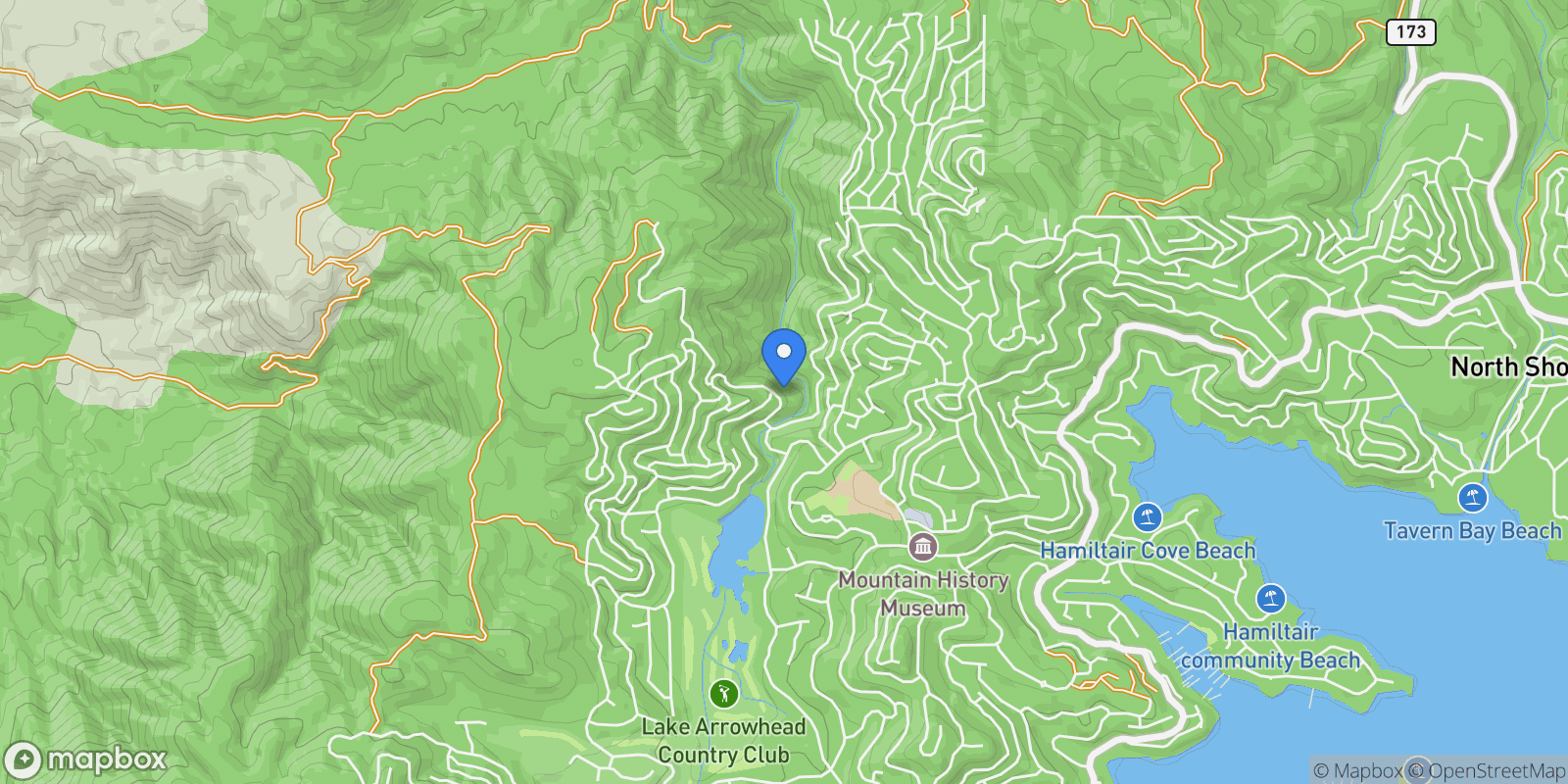 Map showing 929 Trinity Drive, Lake Arrowhead, CA 92352, Lake Arrowhead, California, United States.