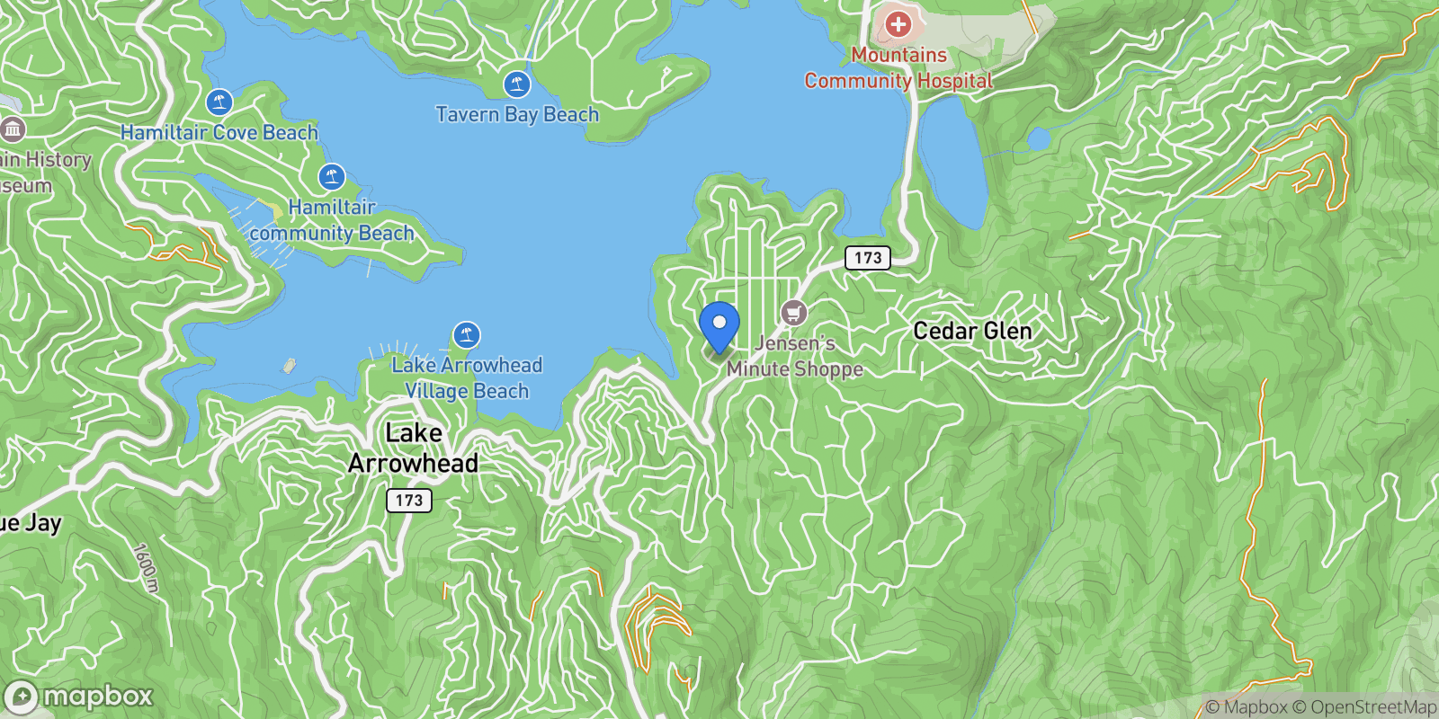 Map showing 144 Marshall Road , Lake Arrowhead, CA 92352, Lake Arrowhead, California, United States.