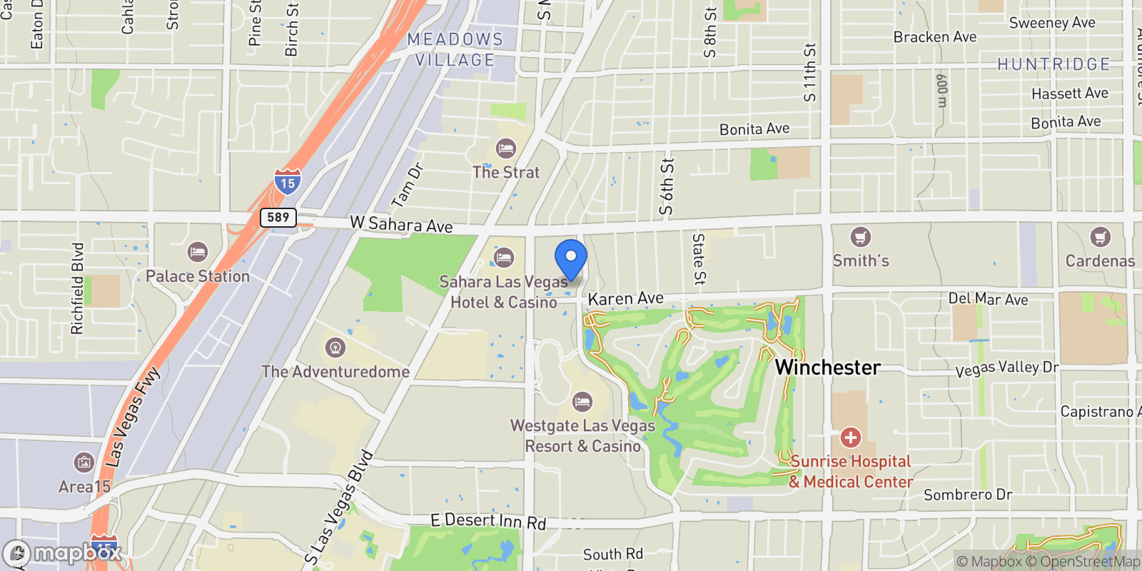Map showing 322 Karen Avenue 4207, Las Vegas, Nevada, United States.