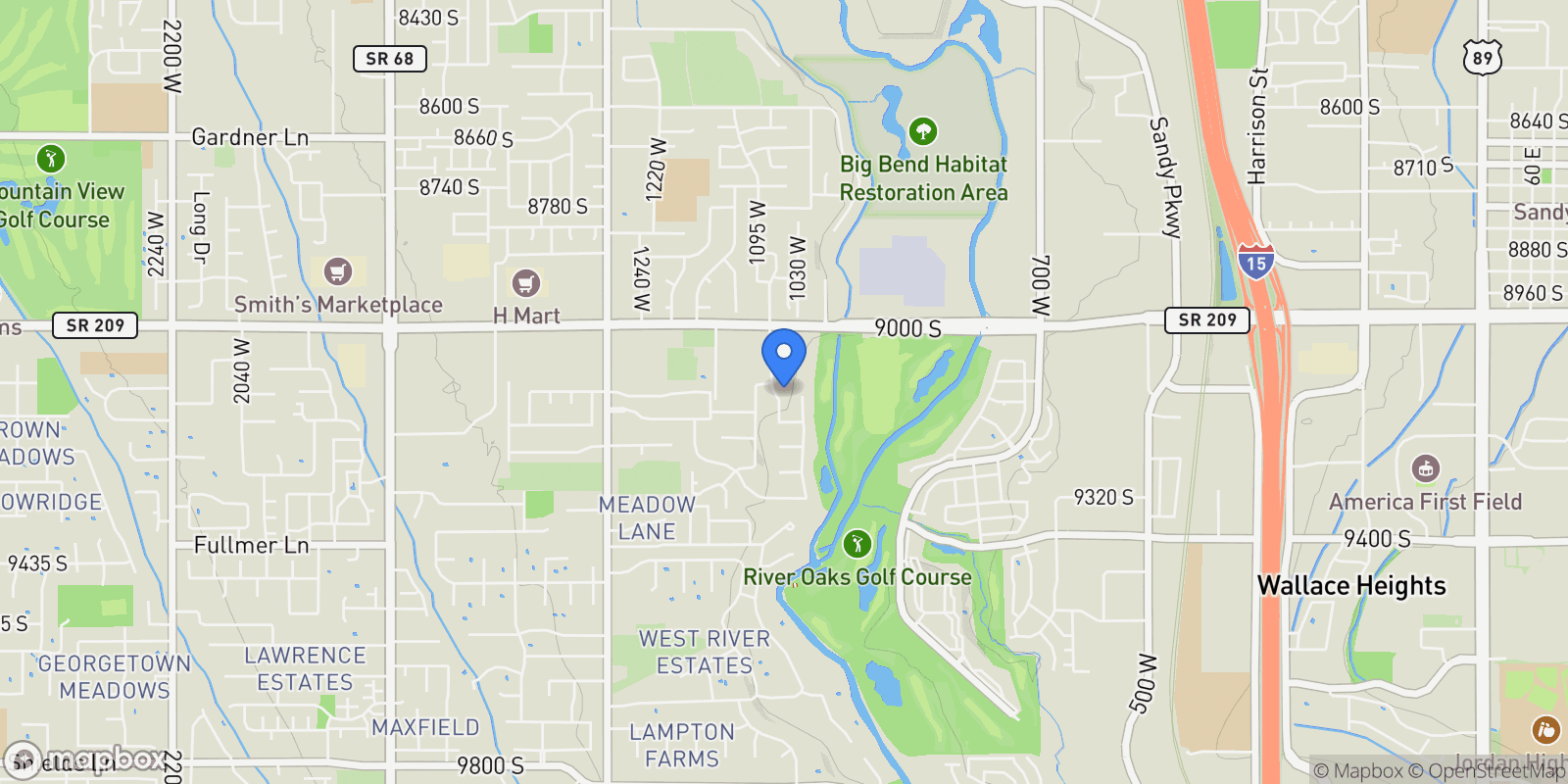 Map showing 9121 S HIDDEN PEAK DR W, West Jordan, Utah, United States.