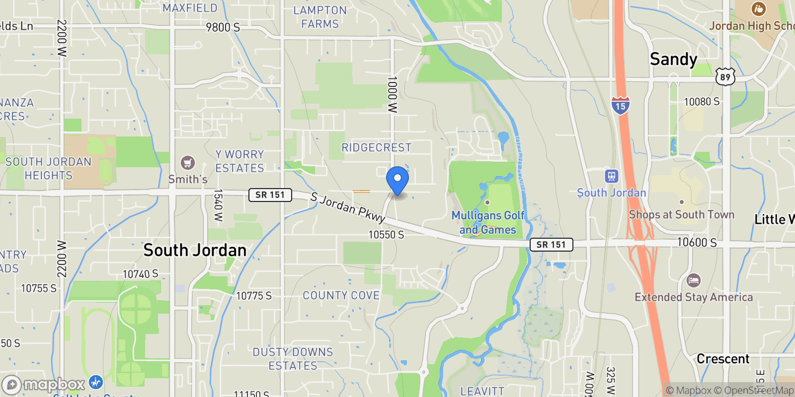 Map showing 10431 S 1000 W, South Jordan, Utah, United States.