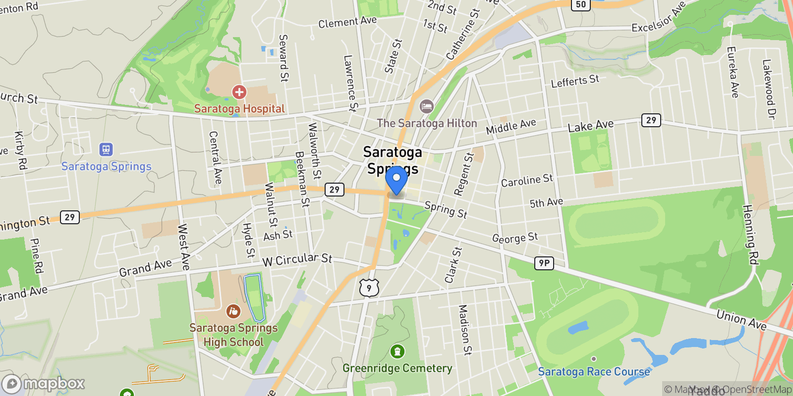 Map showing 5 Spring Street #APT 404, Saratoga Springs, NY 12866, Saratoga Springs, New York, United States.
