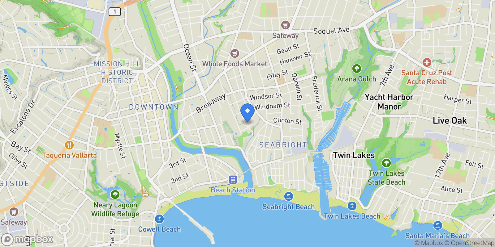 Map showing 214 S Branciforte Avenue, Santa Cruz, California, United States.