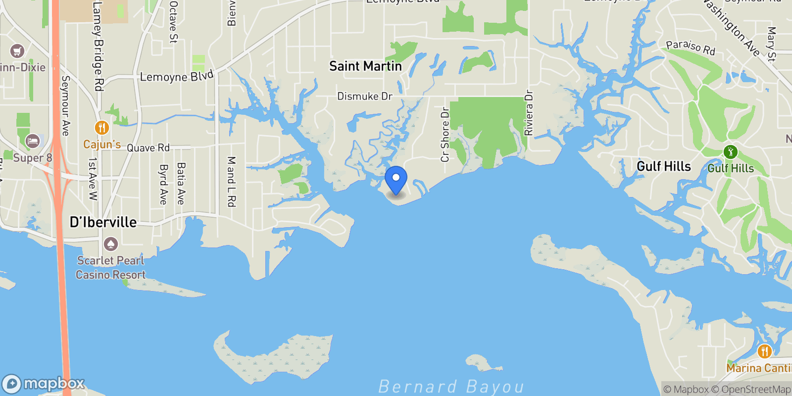 Map showing 15225 Branigar, Biloxi, MS 39532, Biloxi, Mississippi, United States.