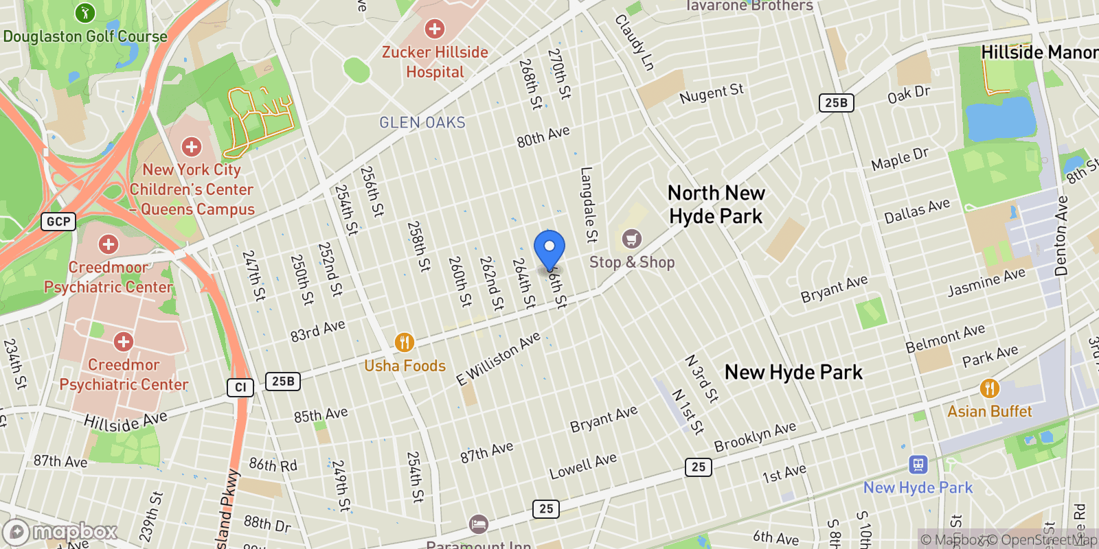 Map showing 83-14 266th Street, Glen Oaks, NY, 11004, USA, New York, New York, United States.